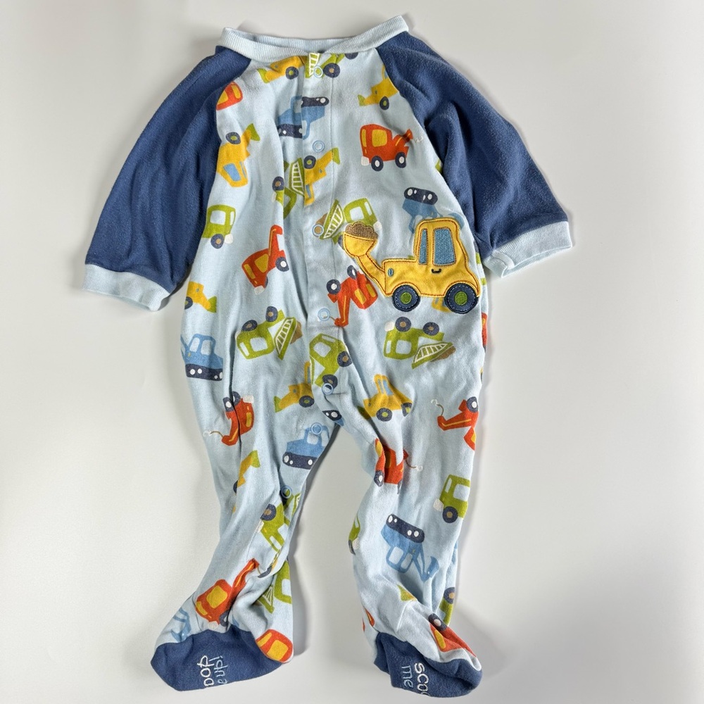 Baby Footie Pajamas Size 6 Months Carter’s Turkey Thanksgiving Baseball Blue - Picture 12 of 16